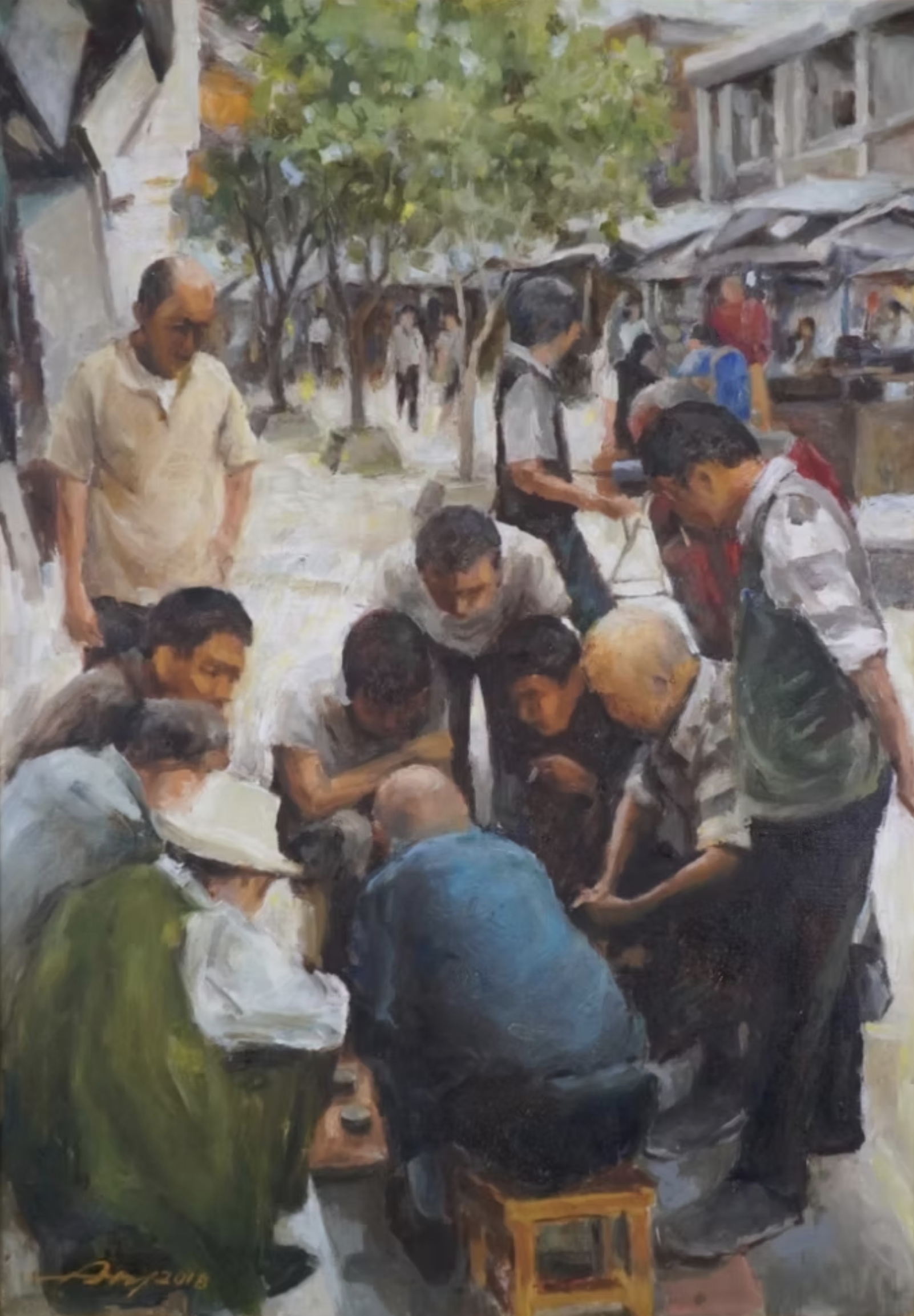Street scene oil painting by Ang Leng Yong