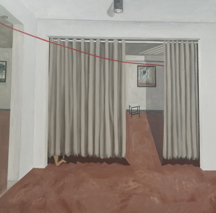 Empty Room (空房间), 2021, oil on canvas, 88×88cm, by Evelyn Huang Li Xian