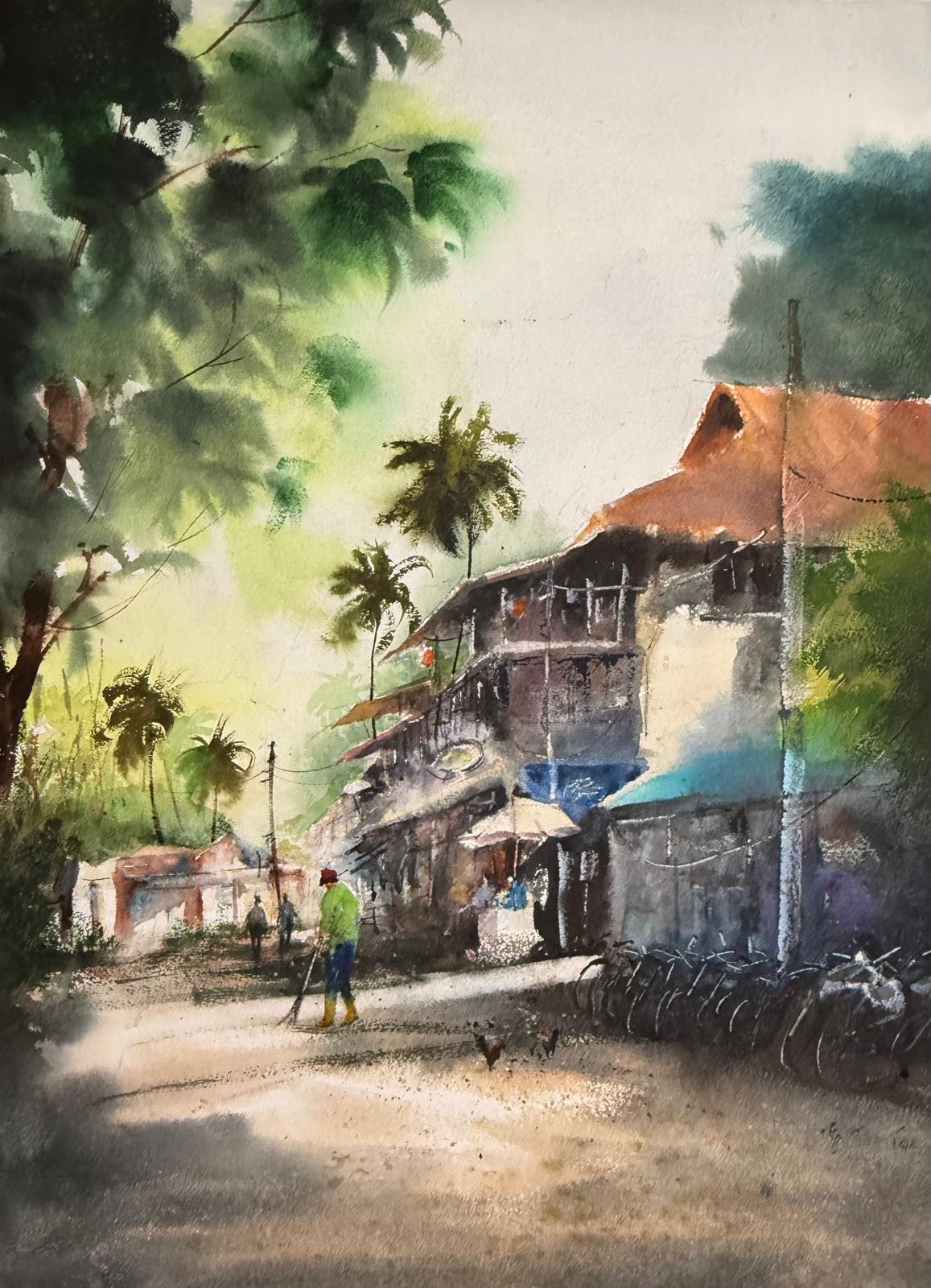Salute to Uncle Sweeper, watercolour, by Philip Lee