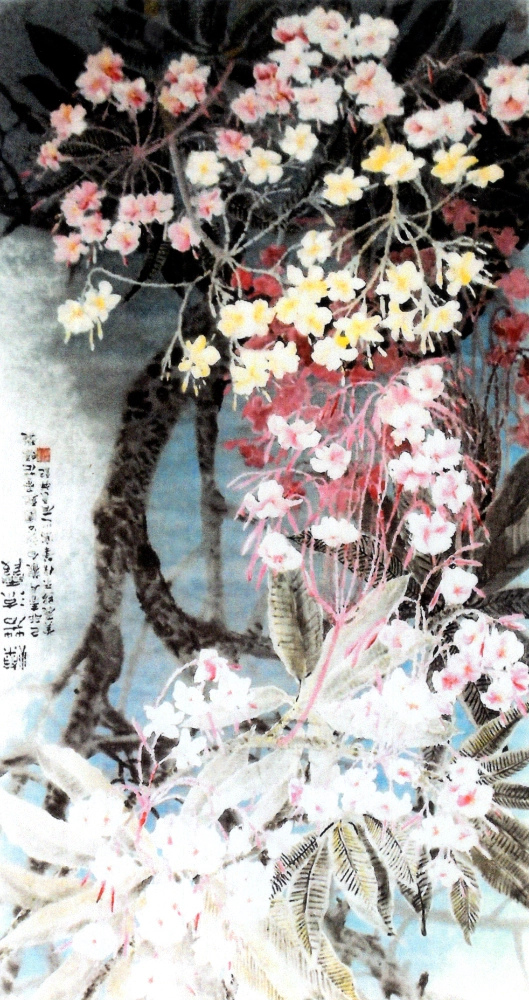 Flowering tree, Chinese painting, by Tan Ewe Liang