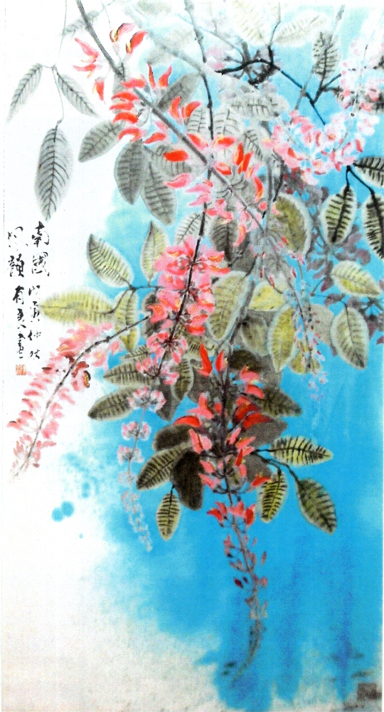 Flowering vine, Chinese painting, by Tan Ewe Liang