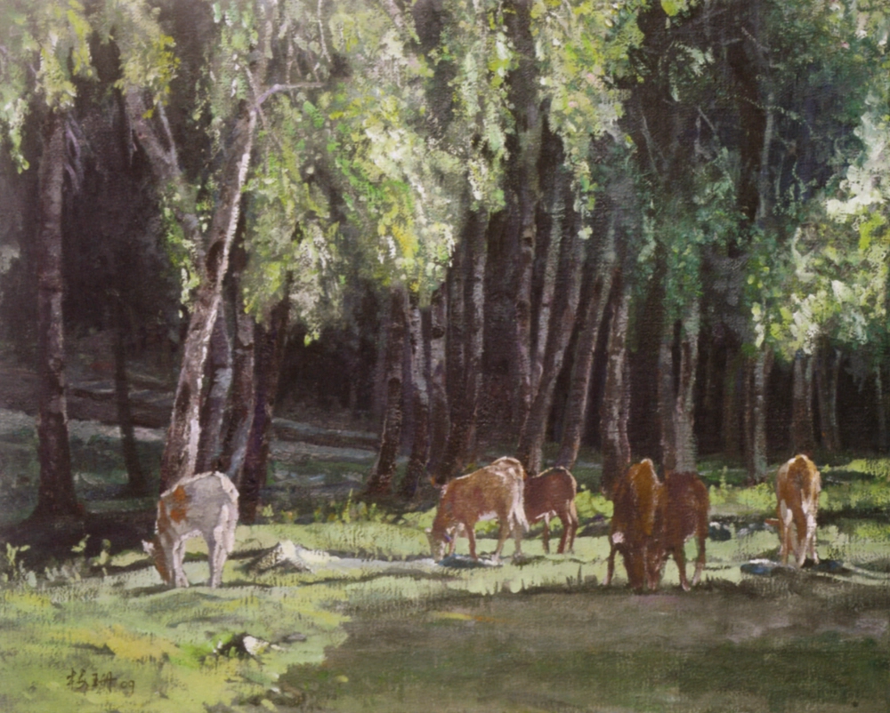 Leisure (悠闲), oil on canvas, 61×76cm, by Tan Mui San