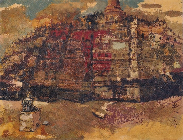 Borobudur, 1968, Oil on canvas, 68.5 × 87cm, by Yeh Chi Wei