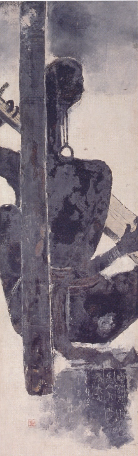 Dayak Musicians, 1975, Oil on canvas, 158 × 49cm, by Yeh Chi Wei