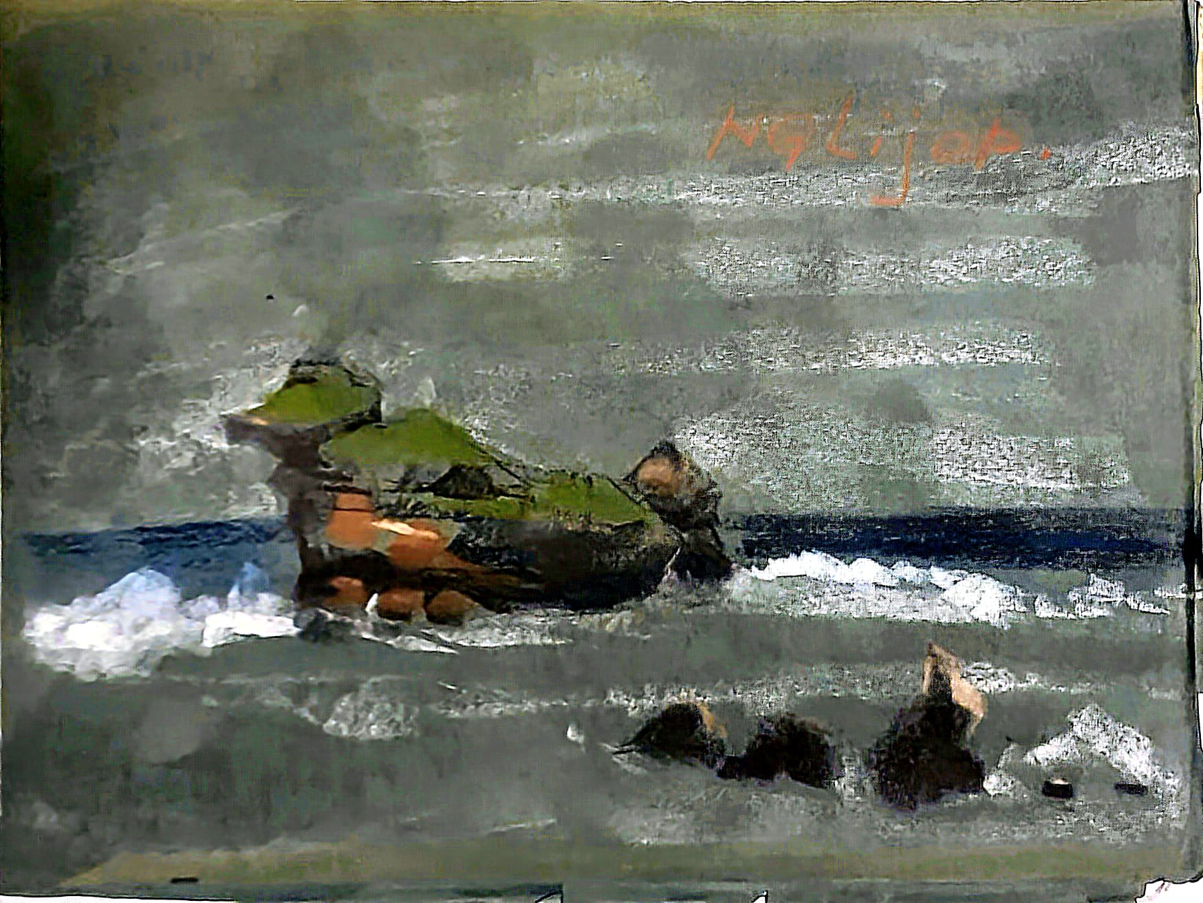 Nglijap coast, pastel field sketch, unpublished, by Yeh Chi Wei